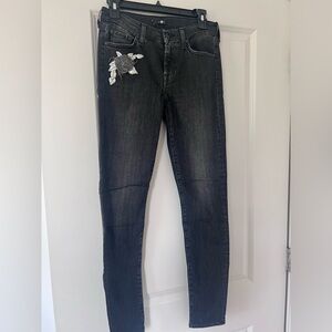 7 for all mankind Jeans, Swarovski crystal application, size 27, black, like new